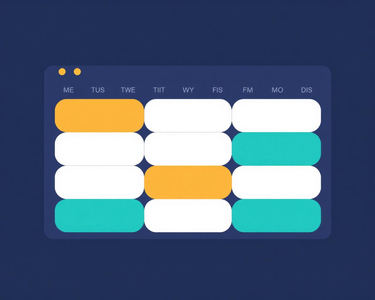 Illustration of a weekly class schedule board with color-coded class blocks